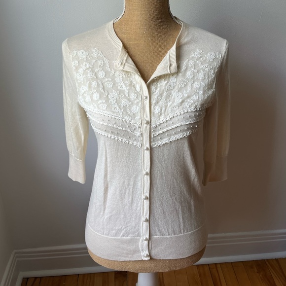 Icône Wool Sweater with Lace and Pearl Details - Picture 2 of 5
